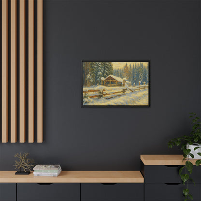 Winter Landscape Framed Canvas Art | Cozy Home Decor | Wall Art for Living Room, Bedroom, Holiday Gift, Rustic Vibes, Art Print - TRV