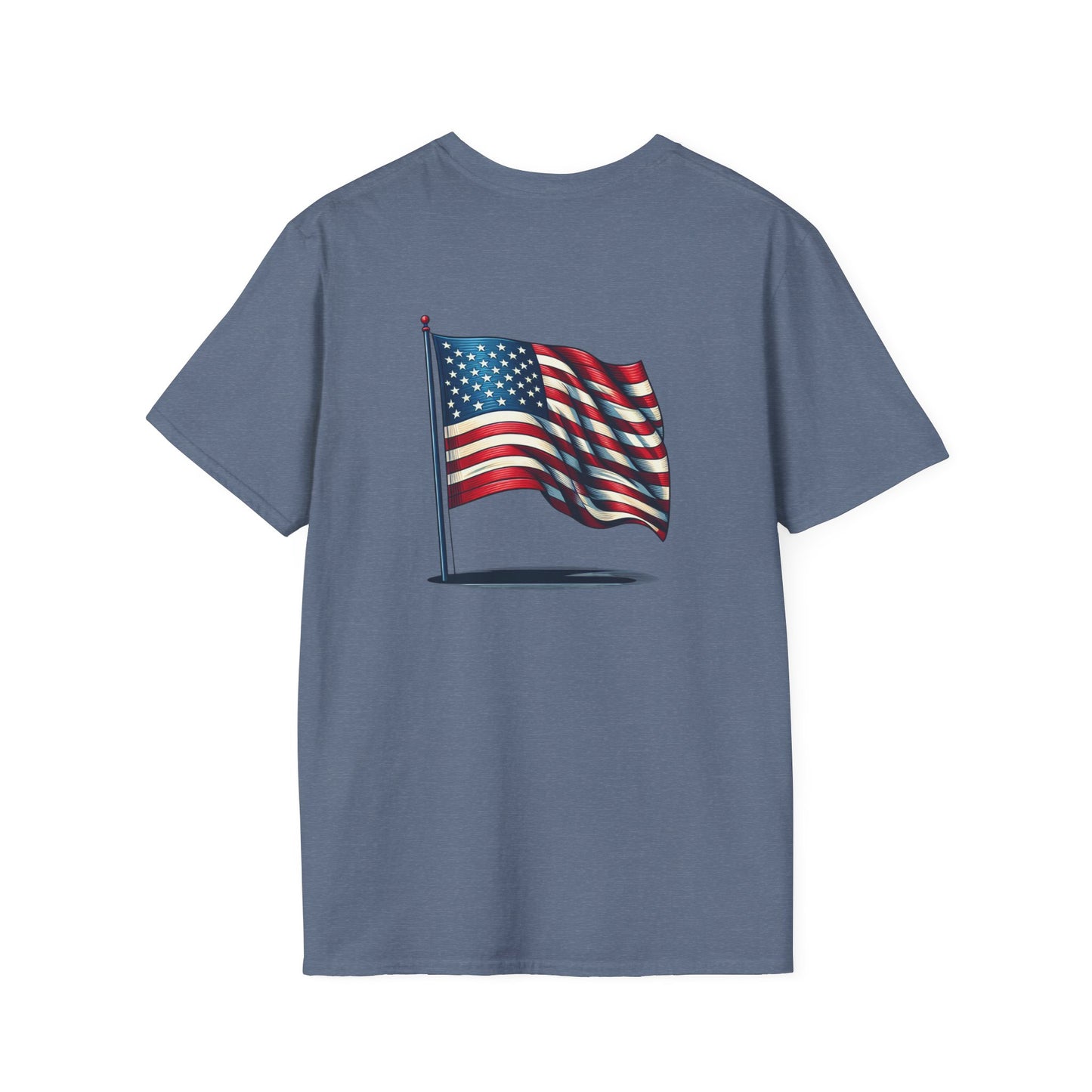 Patriotic Unisex Softstyle T-Shirt, American Flag Tee, USA Pride Shirt, Perfect for Independence Day, Casual Wear - TRV