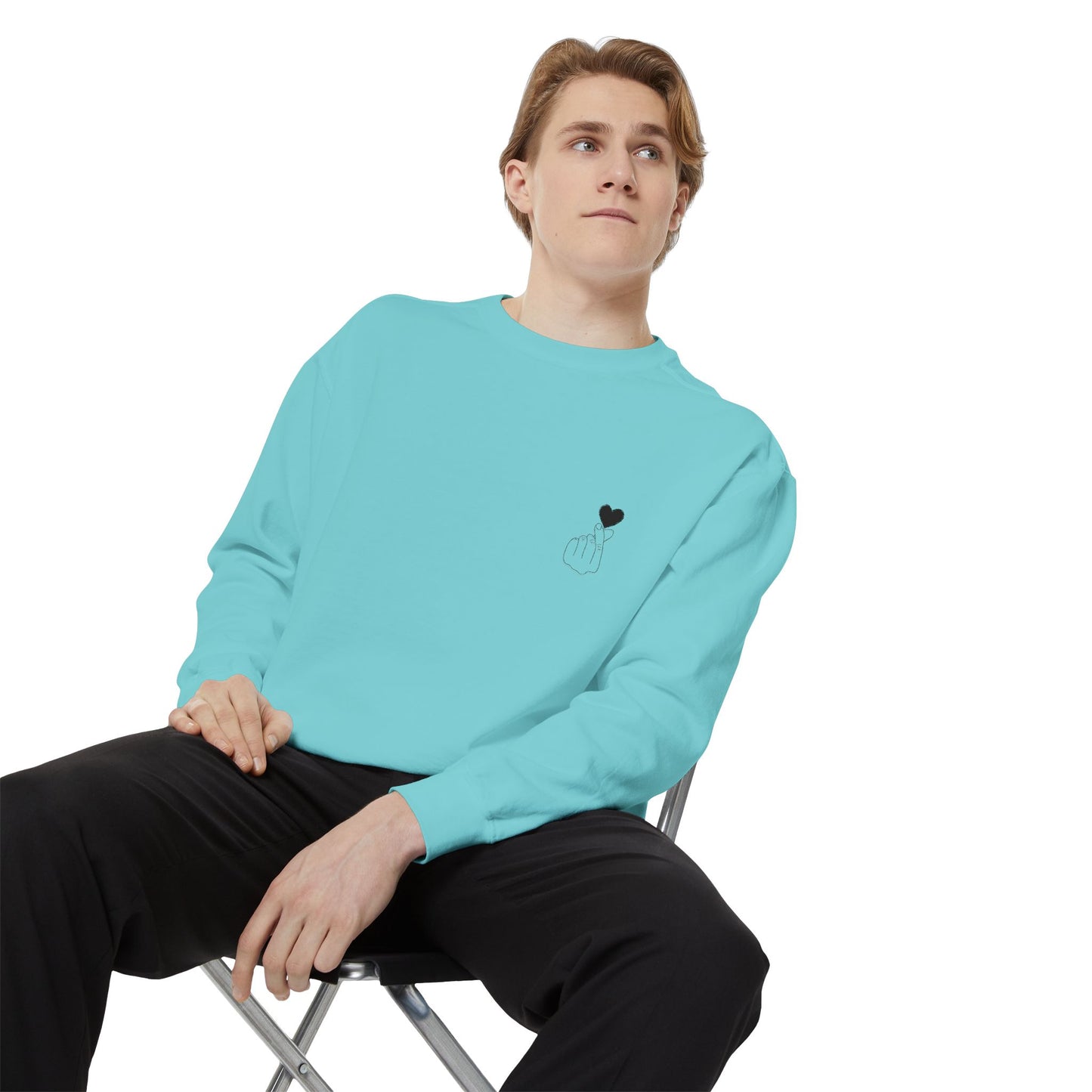 Unisex Garment-Dyed Sweatshirt with Heart Design - Cozy & Stylish