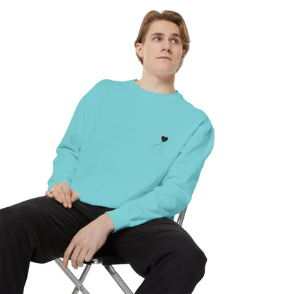 Unisex Garment-Dyed Sweatshirt with Heart Design - Cozy & Stylish