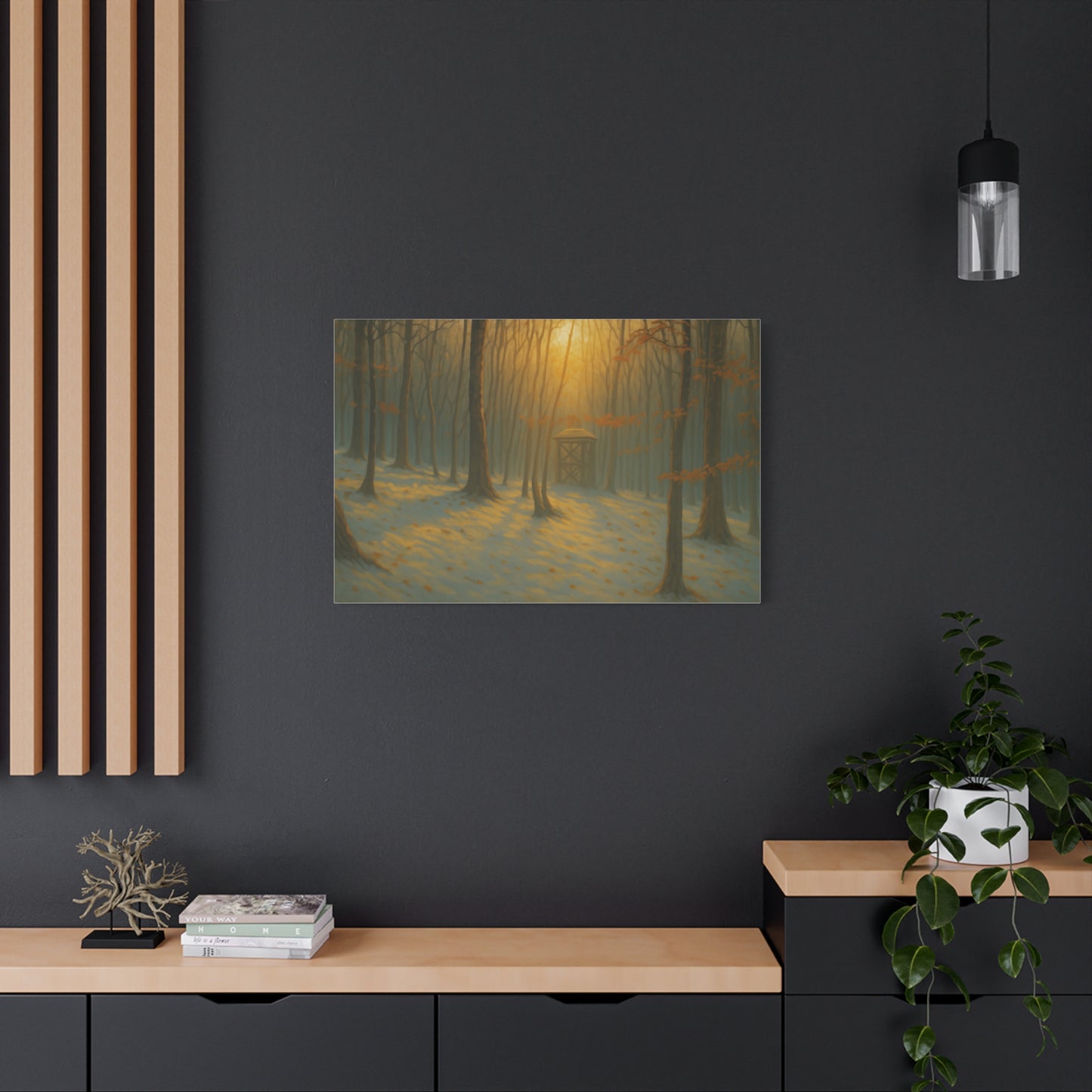 Matte Canvas Wall Art, Scenic Nature Print, Calm Forest Decor, Cozy Home Aesthetic, Autumn Landscape, Gift for Nature Lovers - TRV