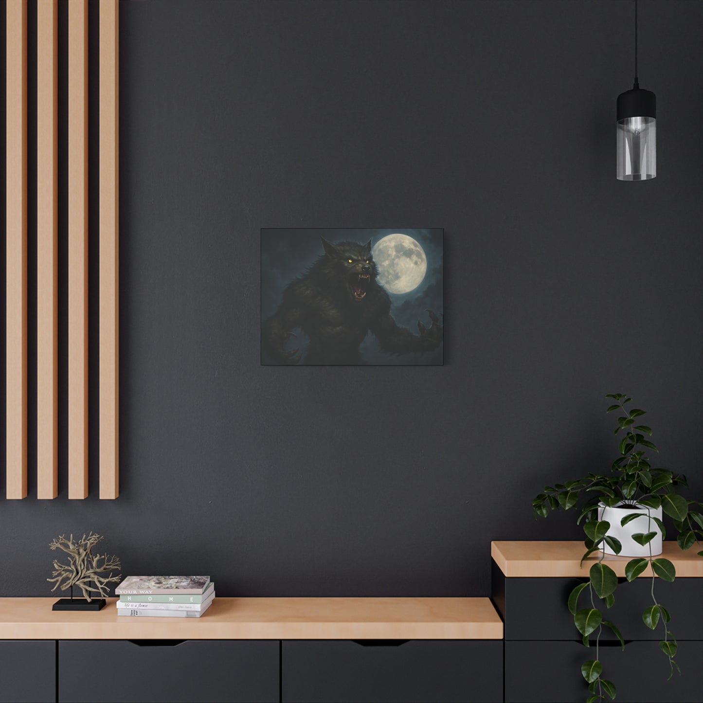 Werewolf Moon Canvas Art | Dark Fantasy Decor for Halloween, Gothic Home, Werewolf Lover Gift, Unique Wall Art, Spooky Decor - TRV