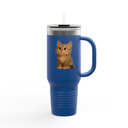 Cute Cat Insulated Travel Mug, Perfect for Pet Lovers, 40oz Coffee Cup, Travel Tumbler, Gift for Cat Lovers, Customizable Mug - TRV
