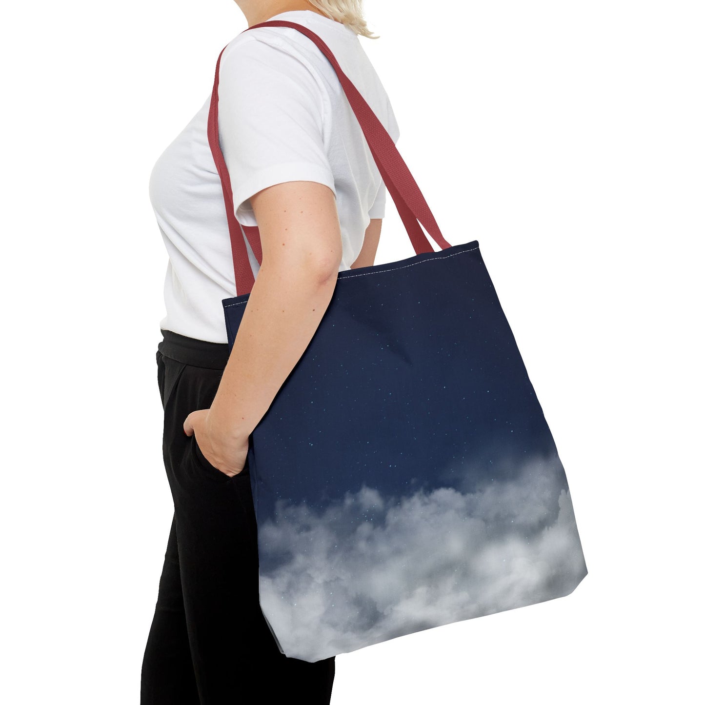 Night Sky Clouds Tote Bag | Starry Navy Ombre - TRV