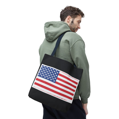 Patriotic Tote Bag, American Flag Carryall, Beach Bag, Reusable Shopping Tote, Independence Day Gift - TRV
