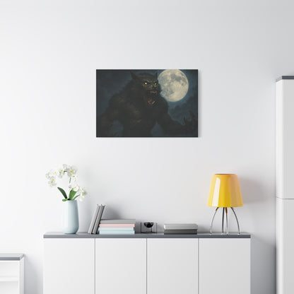 Werewolf Moon Canvas Art | Dark Fantasy Decor for Halloween, Gothic Home, Werewolf Lover Gift, Unique Wall Art, Spooky Decor - TRV