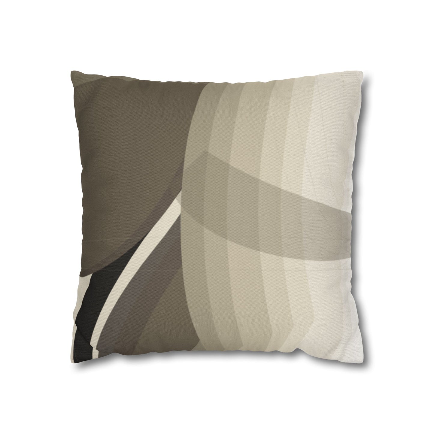 Square pillowcase with abstract neutral leaf artwork, ideal for home decor, by Printify.