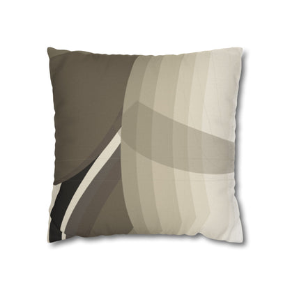 Square pillowcase with abstract neutral leaf artwork, ideal for home decor, by Printify.