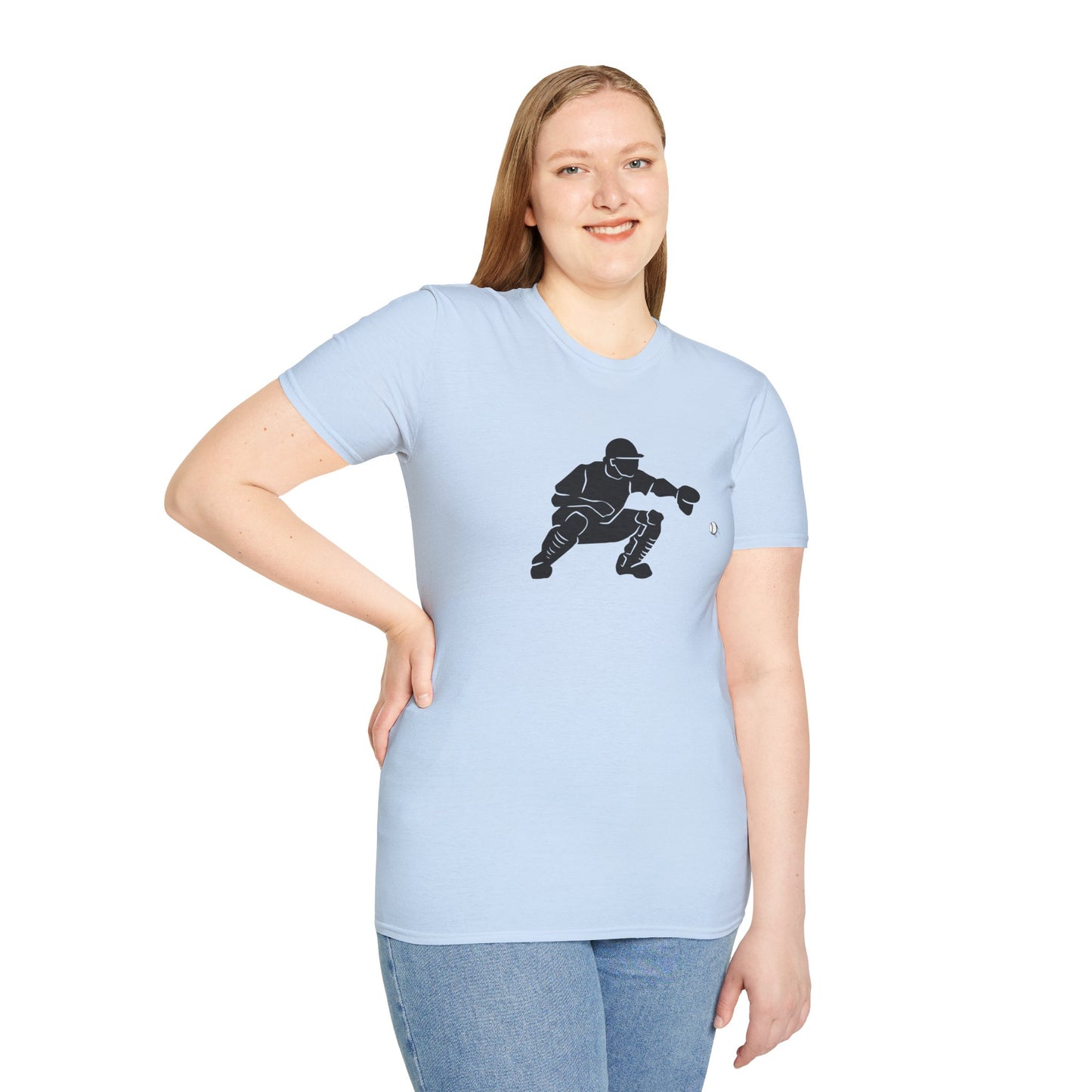 Baseball Catcher Unisex Softstyle T-Shirt, Sports Apparel, Gift for Athletes, Workout Gear, Casual Wear, Special Occasions