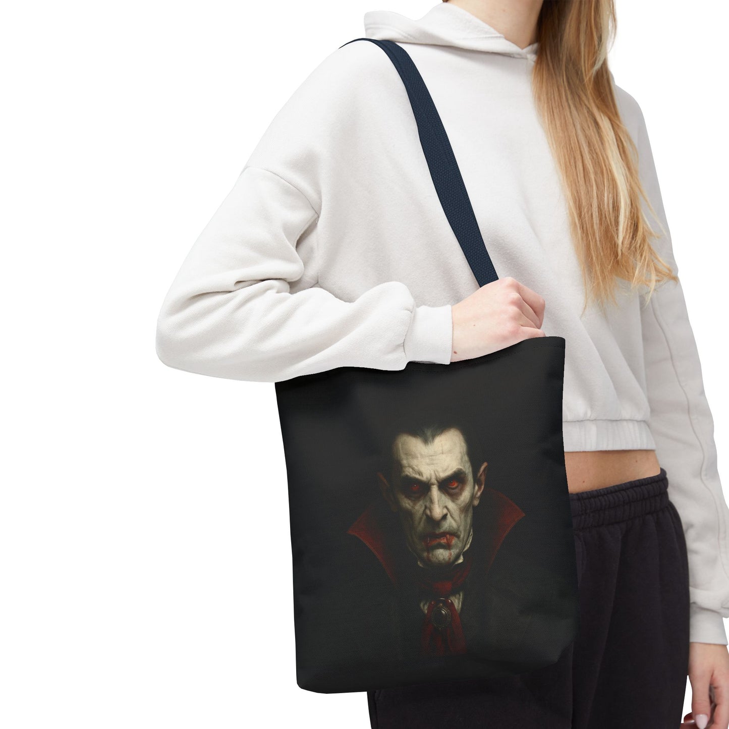 Vampire Haunted Tote Bag, Spooky Shopping Bag, Halloween Accessory, Gothic Style Handbag, Perfect for Halloween Parties, Unisex Tote - TRV