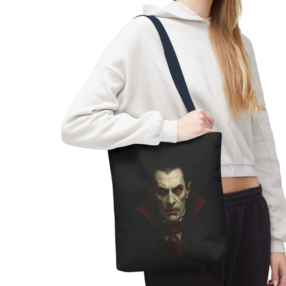 Vampire Haunted Tote Bag, Spooky Shopping Bag, Halloween Accessory, Gothic Style Handbag, Perfect for Halloween Parties, Unisex Tote - TRV