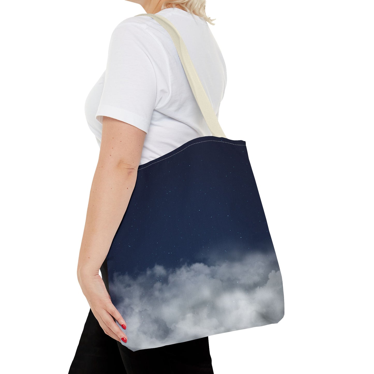 Night Sky Clouds Tote Bag | Starry Navy Ombre - TRV