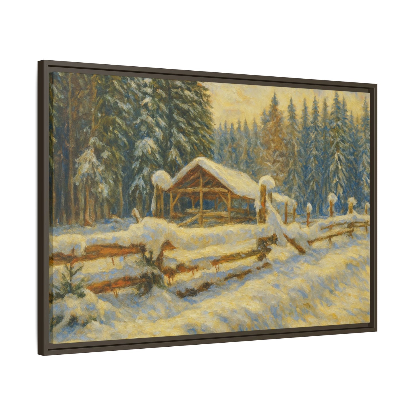 Winter Landscape Framed Canvas Art | Cozy Home Decor | Wall Art for Living Room, Bedroom, Holiday Gift, Rustic Vibes, Art Print - TRV