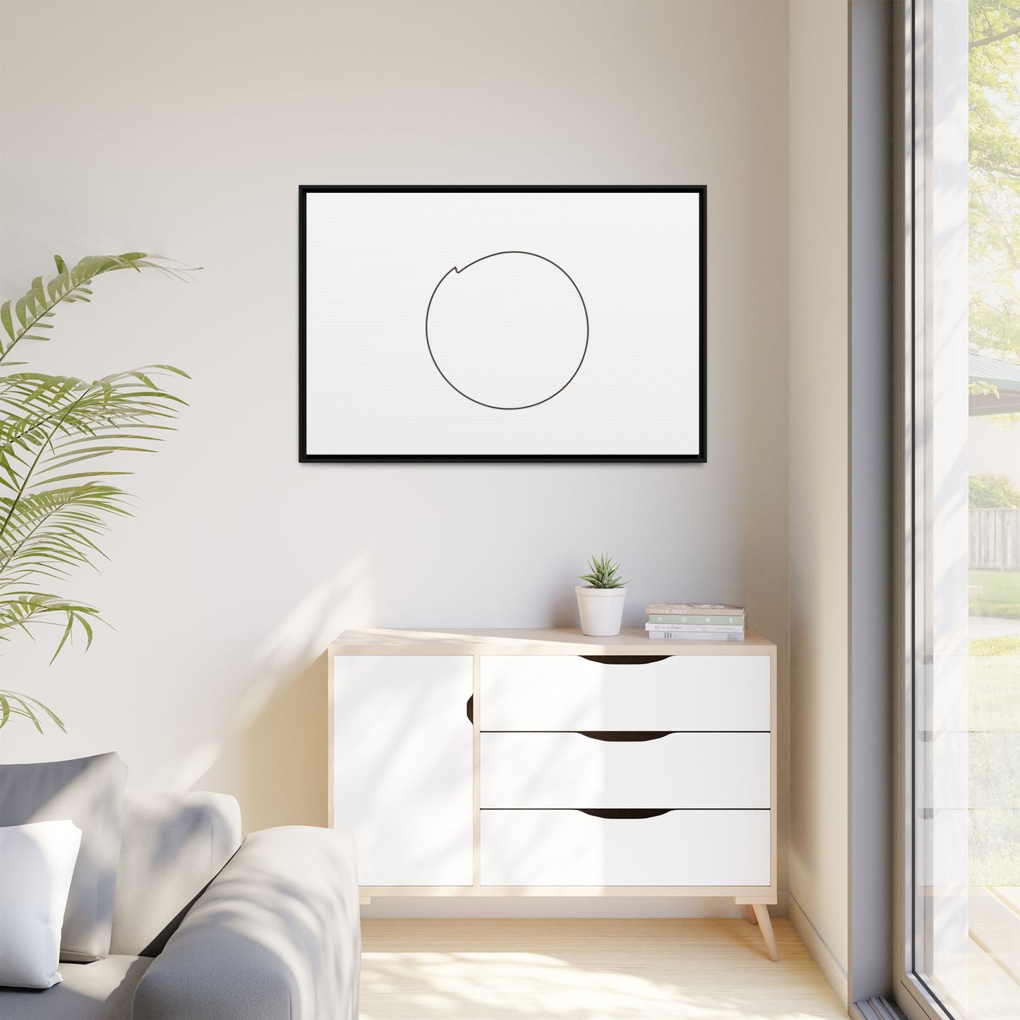 Minimal Circle Line Matte Canvas Framed | Modern Abstract Wall Art