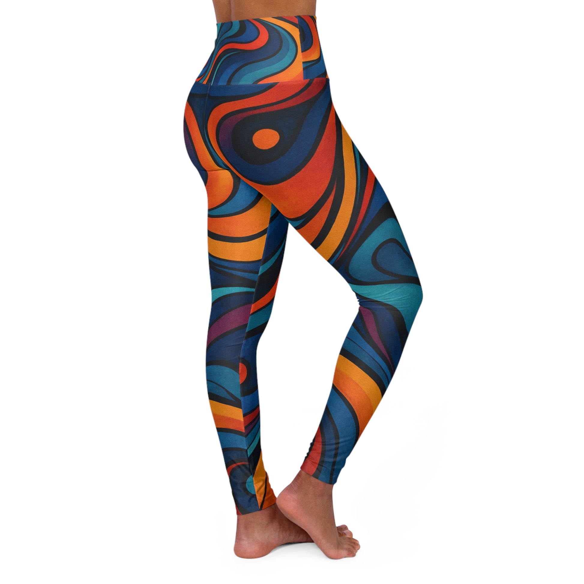Vibrant High Waisted Yoga Leggings - Colorful Activewear, Fitness Leggings, Workout Gear, Yoga Apparel, Stylish Exercise Tights - TRV