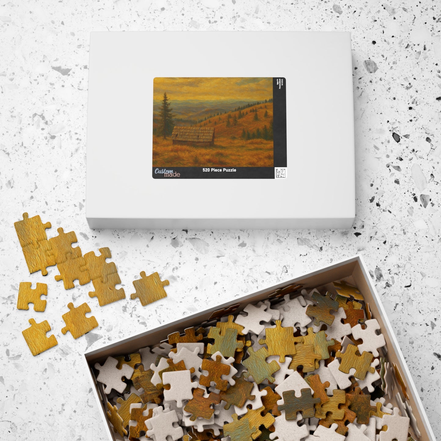 Autumn Mountain Cabin Puzzle 520-piece | Landscape Jigsaw - TRV