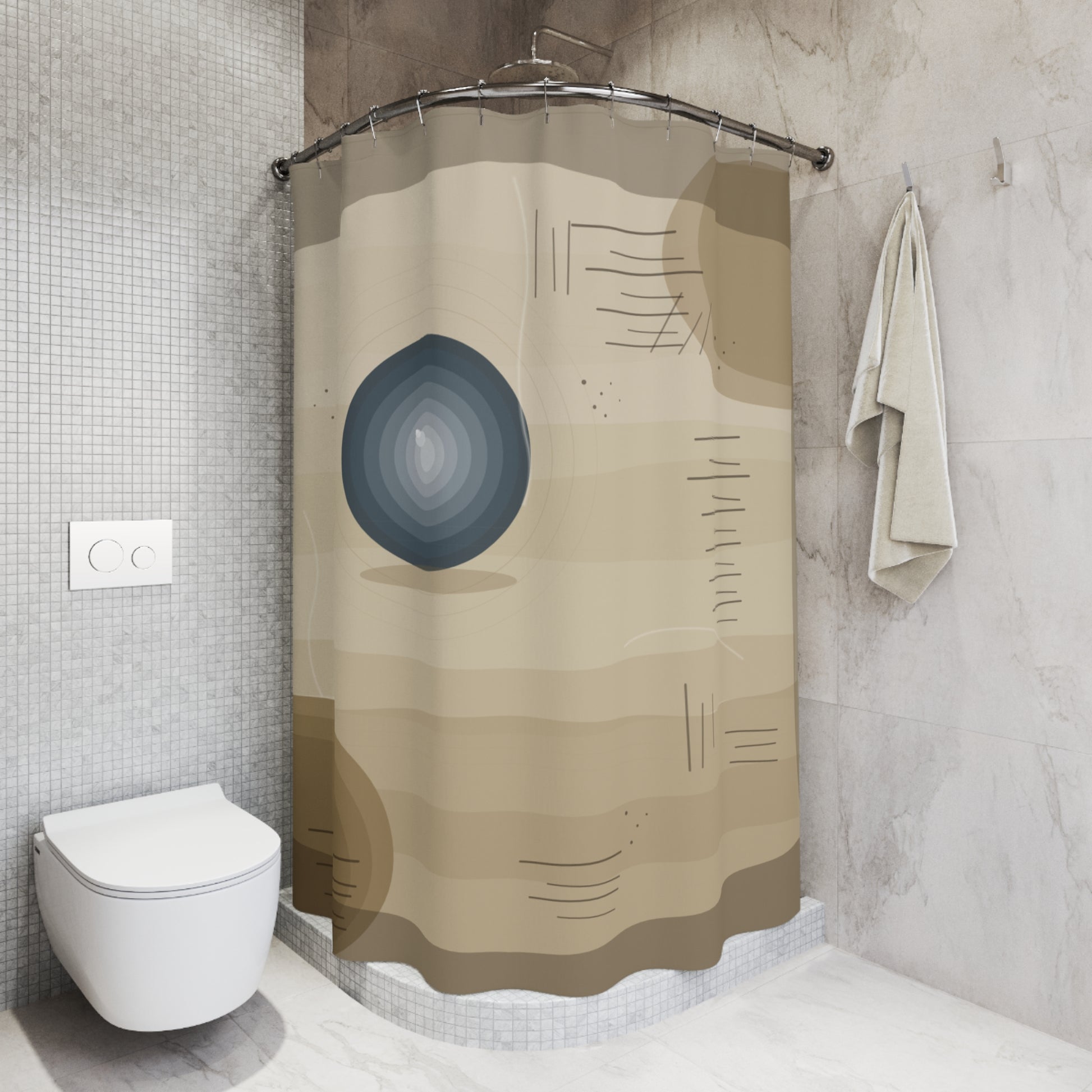 Abstract Wood Grain Stone Shower Curtain | Neutral Bathroom Decor - TRV