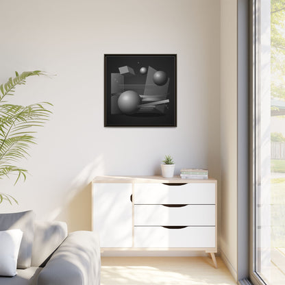 Monochrome Geometric Spheres Canvas Framed Wall Art | Matte Print
