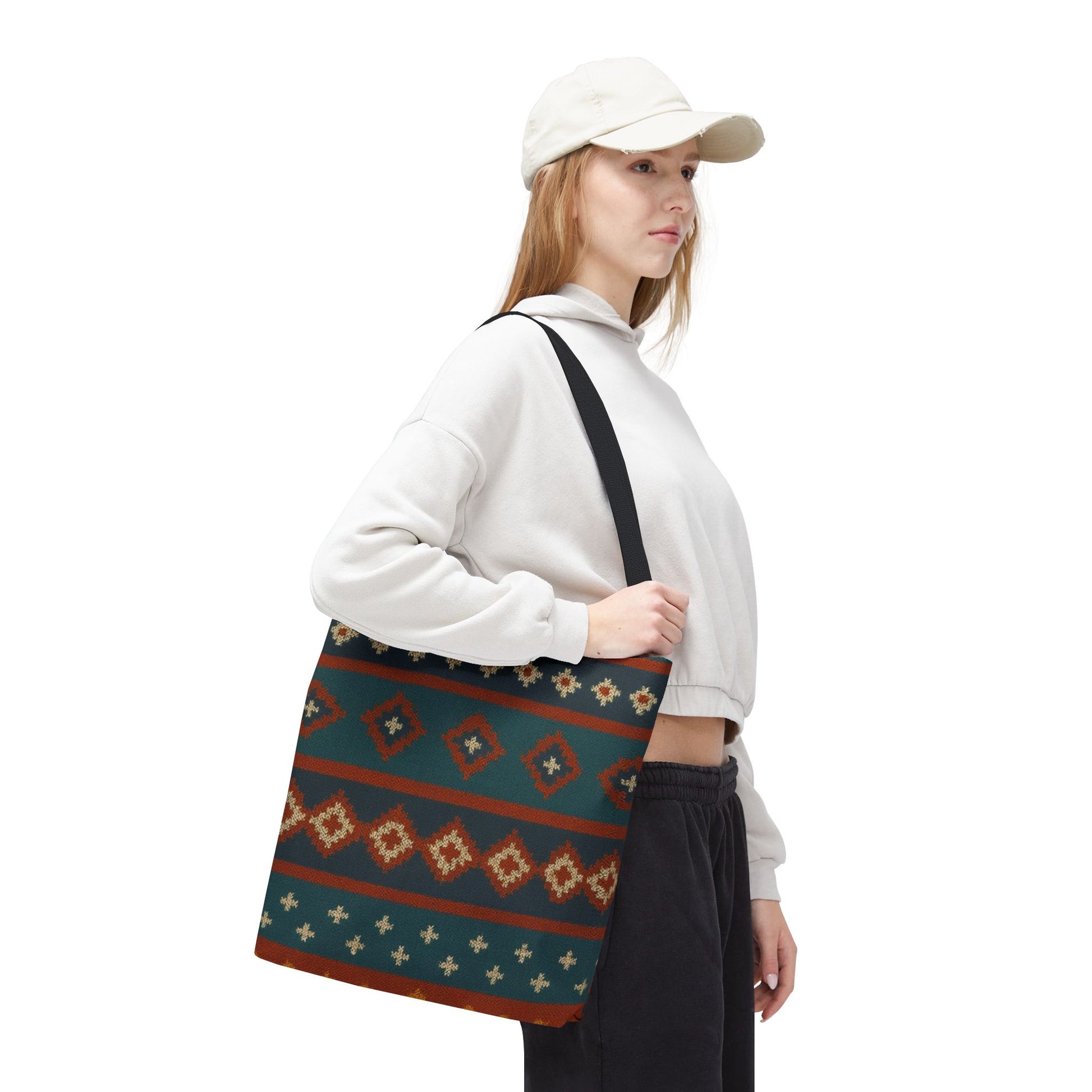 Southwestern Diamond Pattern Tote Bag | Aztec Tribal Geometric Print - TRV