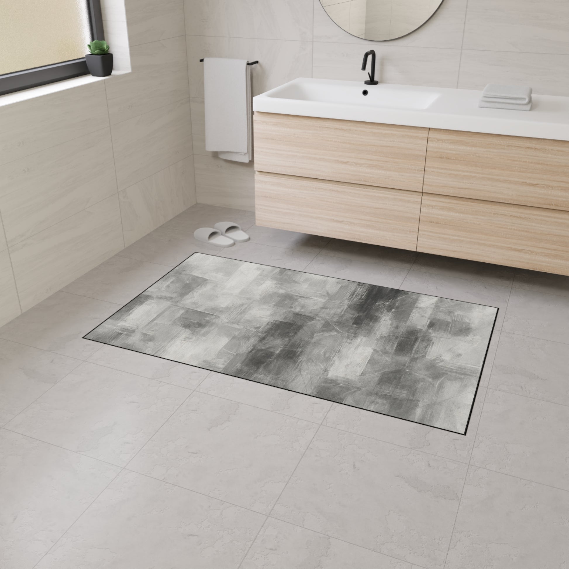 Stylish Heavy Duty Floor Mat with Modern Abstract Design, Home Decor, Kitchen Mat, Office Rug, Entryway Floor Covering, Durable Area Rug - TRV