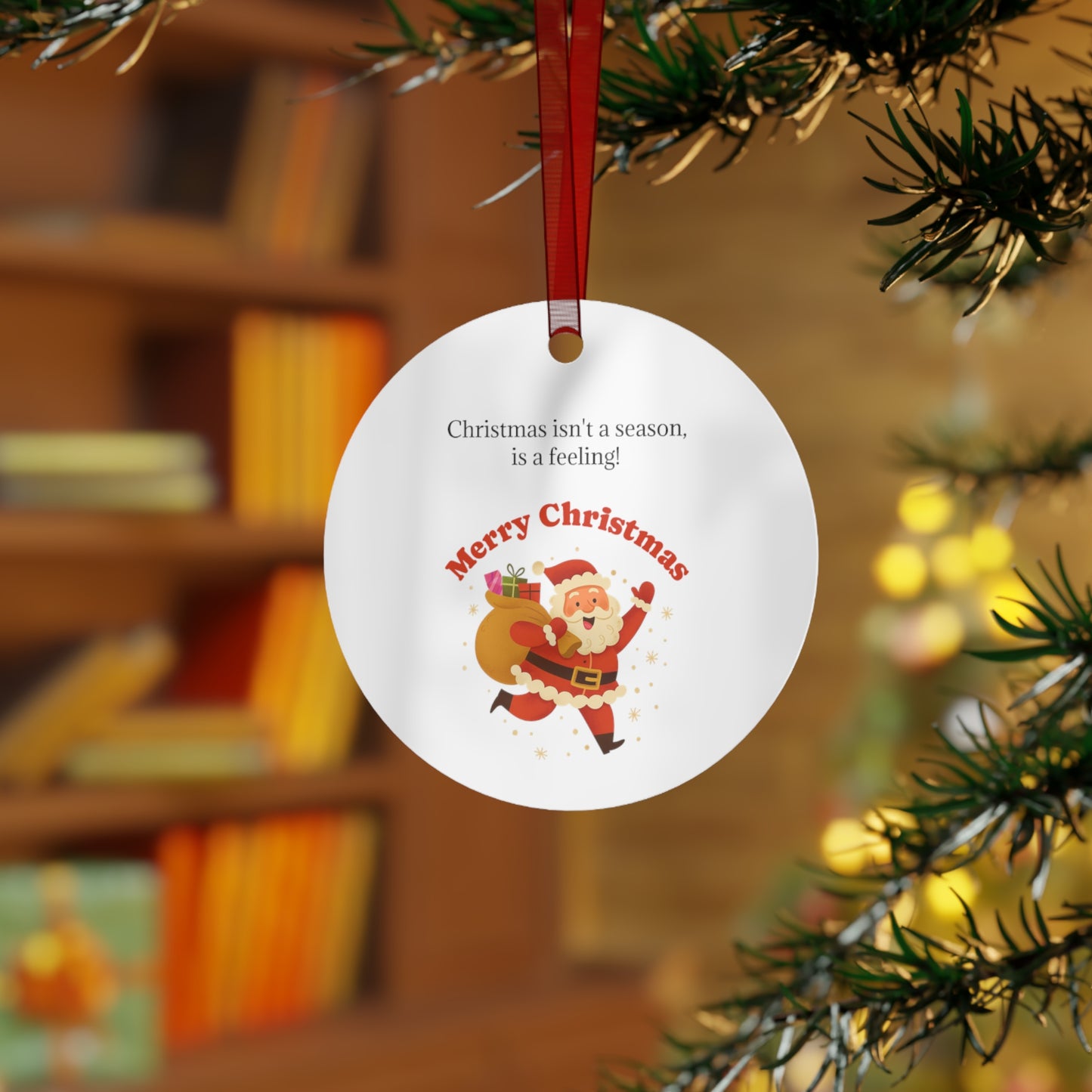 Merry Christmas Santa with Sack metal ornament | Bell shaped holiday decoration