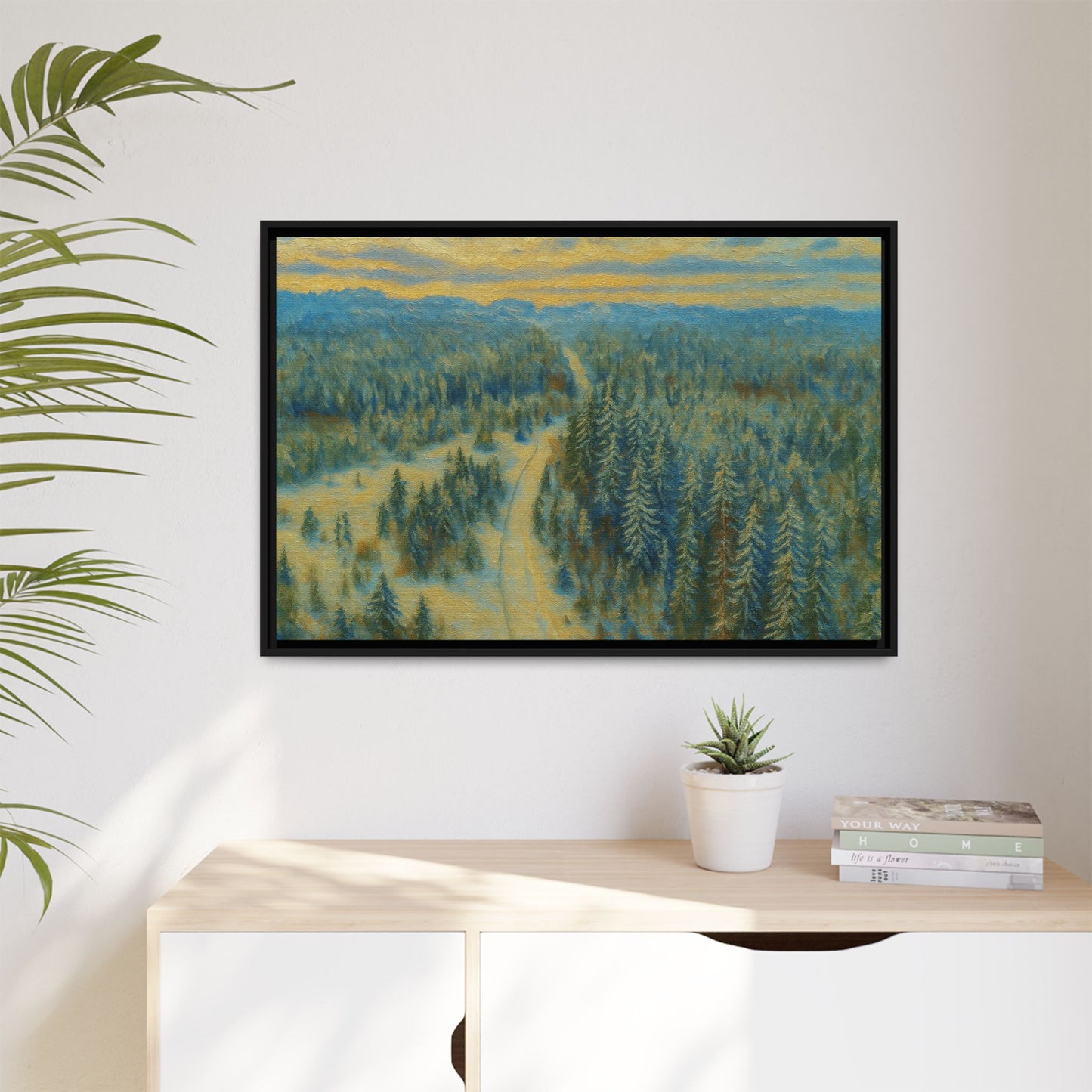 Framed Matte Canvas Art Print, Tranquil Forest Landscape, Home Decor for Nature Lovers, Wall Art for Living Room, Gift for Art Enthusiasts - TRV