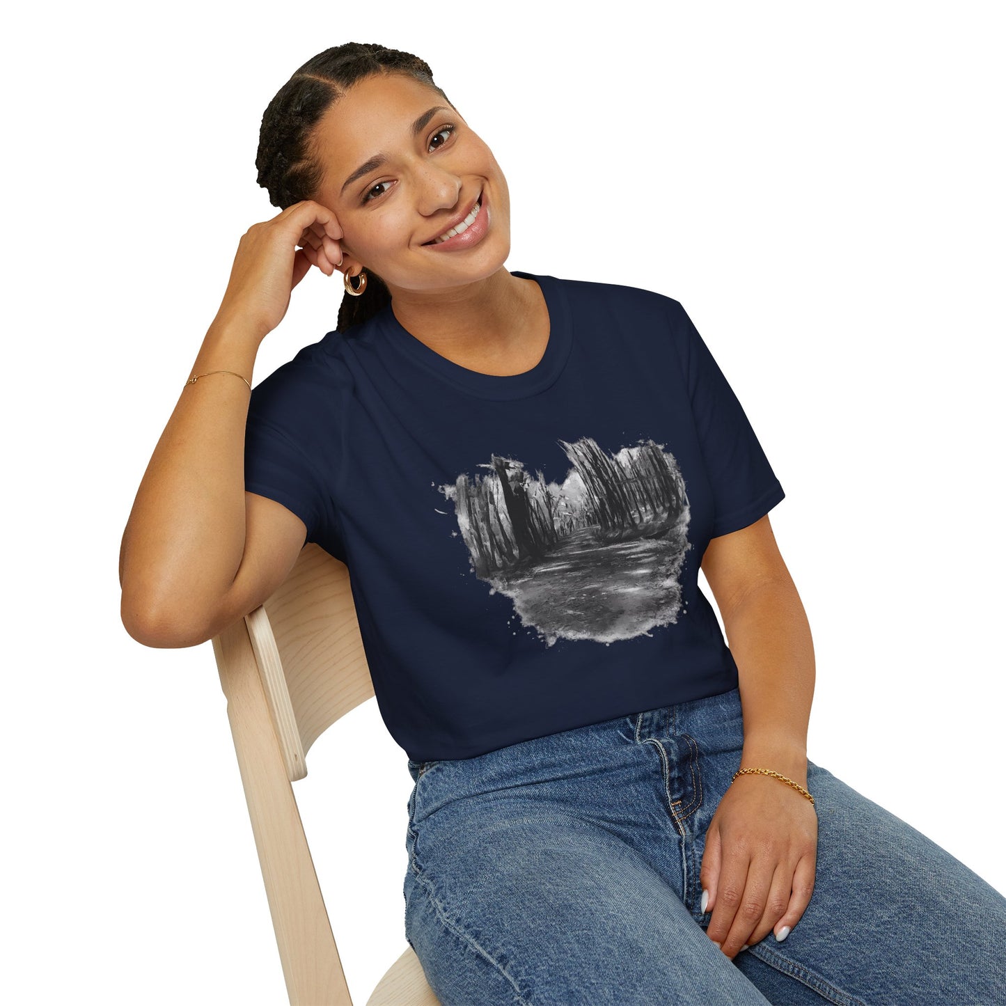 Minimalist Nature-Inspired Unisex Softstyle T-Shirt, Casual Wear, Everyday Style, Gift for Nature Lovers, Eco-Friendly Fashion
