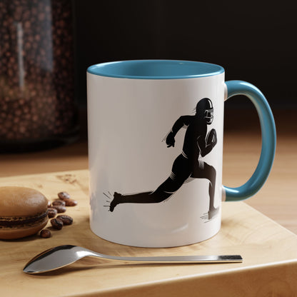 Football Player Themed Accent Coffee Mug, Sports Fan Gift, Unique Mug for Athletes, Coffee Lover, Game Day Essential - TRV