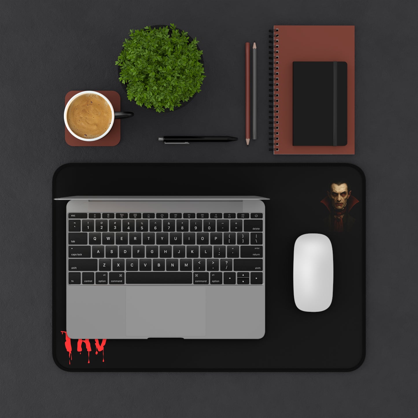 Vampire Portrait Desk Mat | Vampire Blood Drip TRV Mouse Pad - TRV