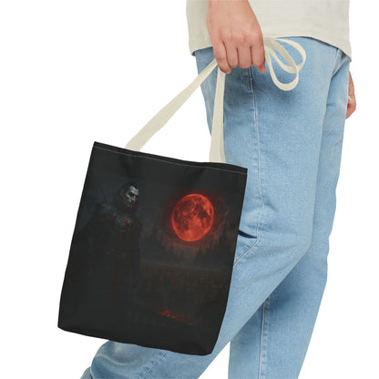 Gothic Tote Bag: Dark Moonlit Night Scene With Dracula, Vampire Art, Halloween Accessory, Gothic Gift, Boho Style - TRV