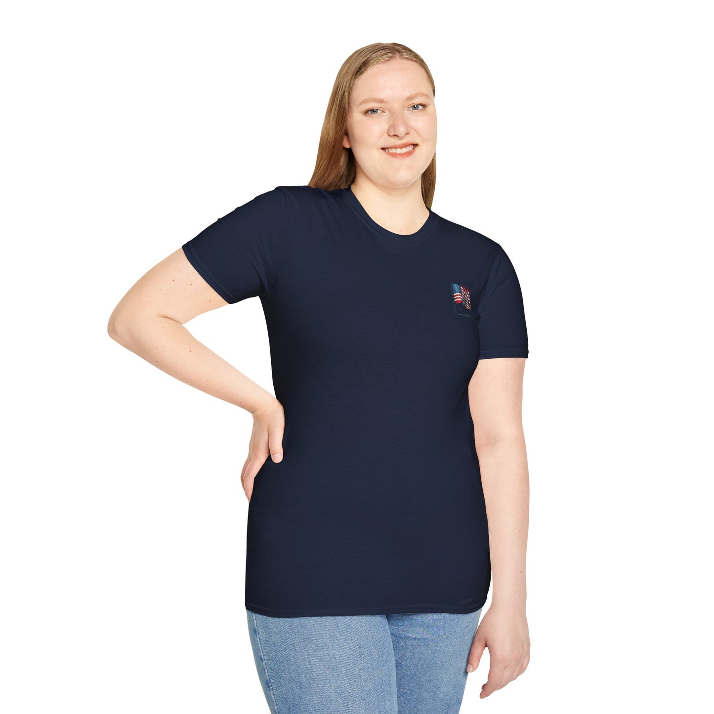 Patriotic Unisex Softstyle T-Shirt, American Flag Tee, USA Pride Shirt, Perfect for Independence Day, Casual Wear - TRV