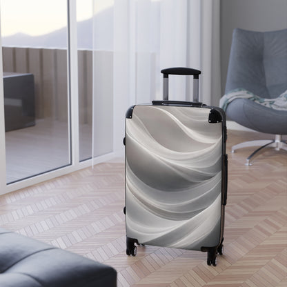 Abstract Silver Wave Suitcase | Hardshell Carry-On Luggage