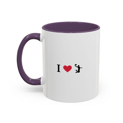 I Love Basketball Coffee Ceramic Mug, Cute Coffee Lover Gift, Personalized Mug for Fun, Black Accent Mug for Birthdays, Holidays, Office - TRV