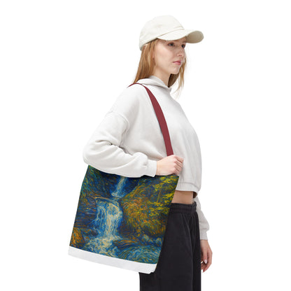 Nature-Inspired Tote Bag, Artistic Eco-Friendly Shopper, Waterfall Design, Reusable Market Bag, Gift for Nature Lovers - TRV