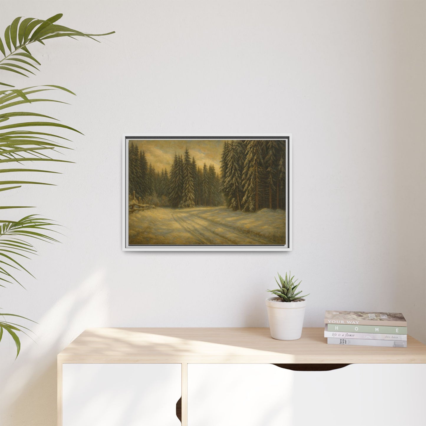 Framed Matte Canvas Wall Art - Serene Forest Landscape, Living Room Decor, Nature Print, Home Aesthetic, Gift for Nature Lovers, Wall [...] - TRV