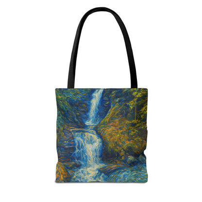 Nature-Inspired Tote Bag, Artistic Eco-Friendly Shopper, Waterfall Design, Reusable Market Bag, Gift for Nature Lovers - TRV