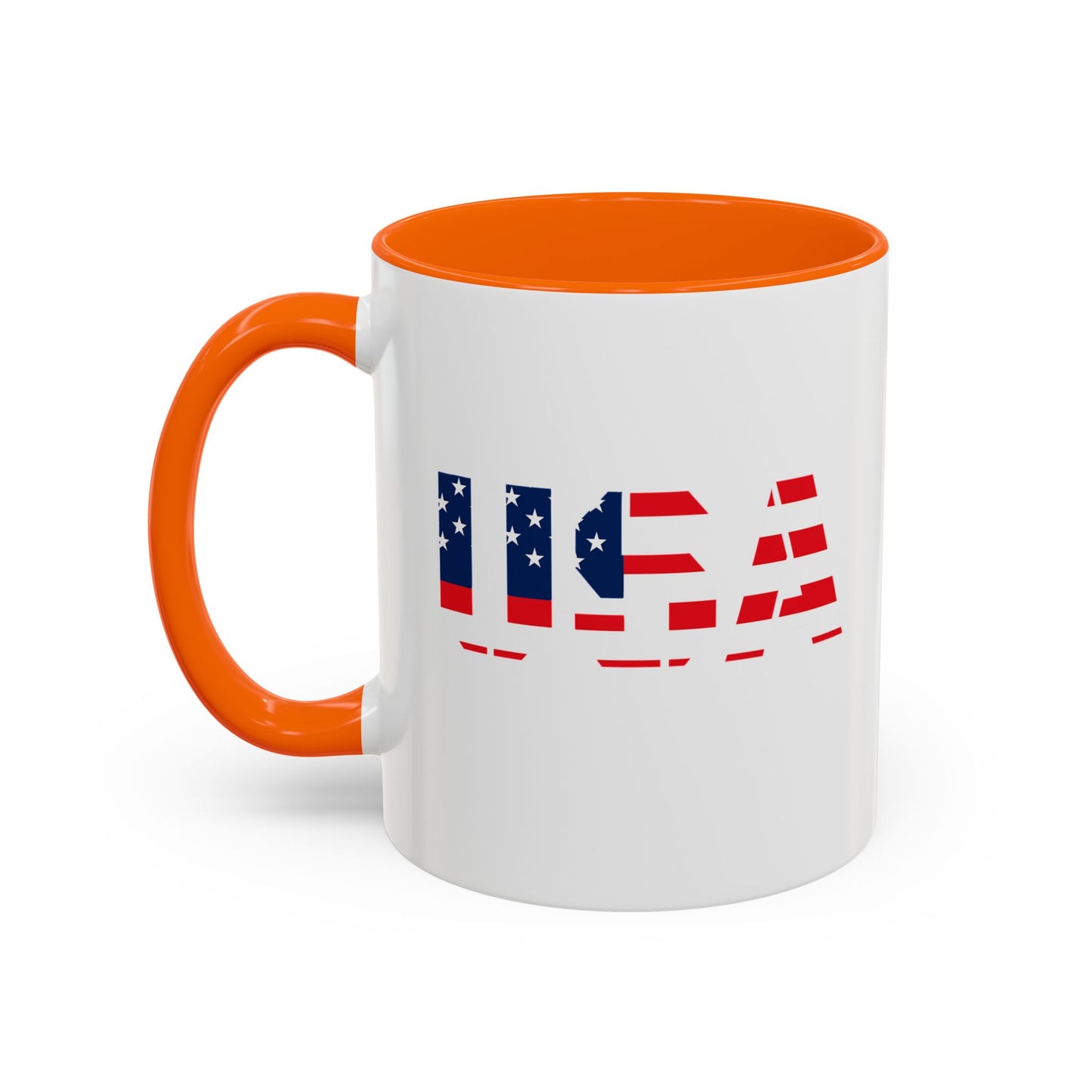 USA Flag Accent Coffee Mug — Patriotic 11/15oz Ceramic Coffee Cup