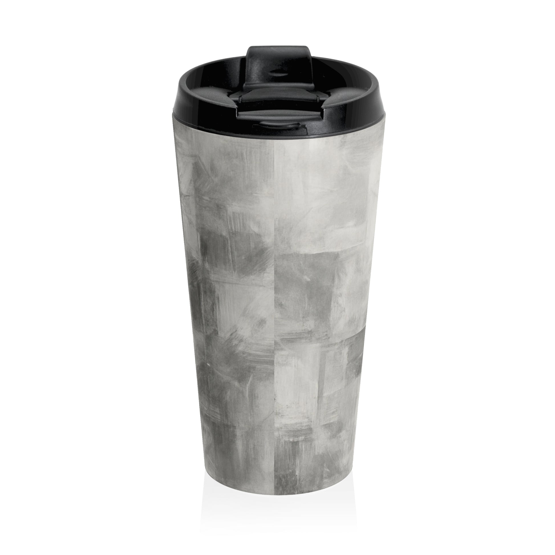 Monogram Initials Gray Marble Travel Mug | Personalized Stainless Steel Tumbler - TRV