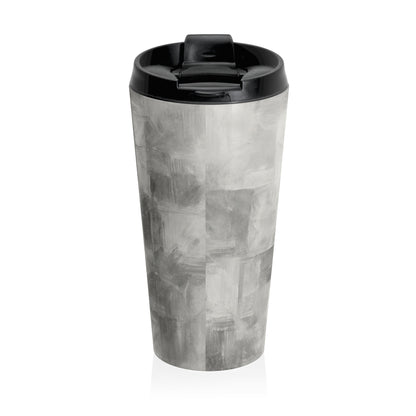 Monogram Initials Gray Marble Travel Mug | Personalized Stainless Steel Tumbler - TRV