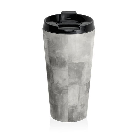 Monogram Initials Gray Marble Travel Mug | Personalized Stainless Steel Tumbler - TRV