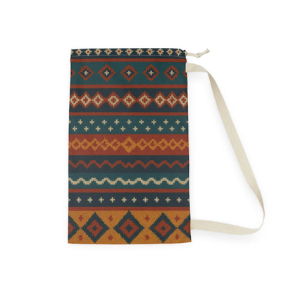 Southwestern Aztec Pattern Laundry Bag | Boho Geometric Drawstring Pouch - TRV