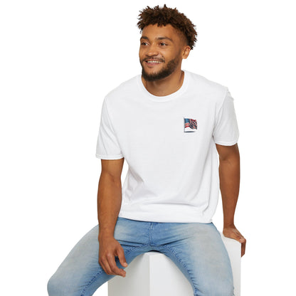 Patriotic Unisex Softstyle T-Shirt, American Flag Tee, USA Pride Shirt, Perfect for Independence Day, Casual Wear - TRV