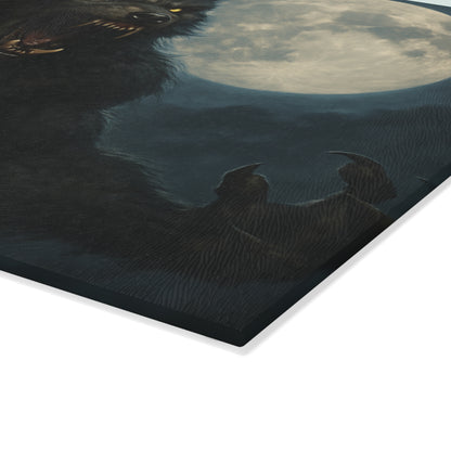 Glass Cutting Board — Howling Werewolf Moon Night Illustration