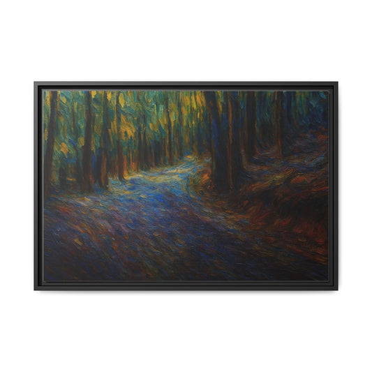 Framed Matte Canvas Art - Colorful Forest Path Print, Home Decor, Wall Art, Nature Scene, Gift for Nature Lovers - TRV