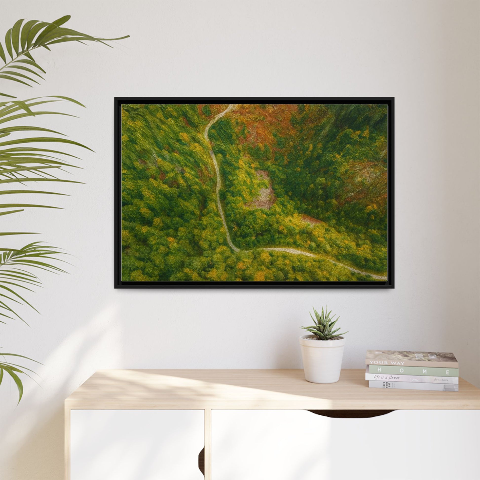 Framed Nature Canvas Art Print, Vibrant Forest Wall Decor, Abstract Landscape Artwork, Home Decoration, Gift for Nature Lovers - TRV