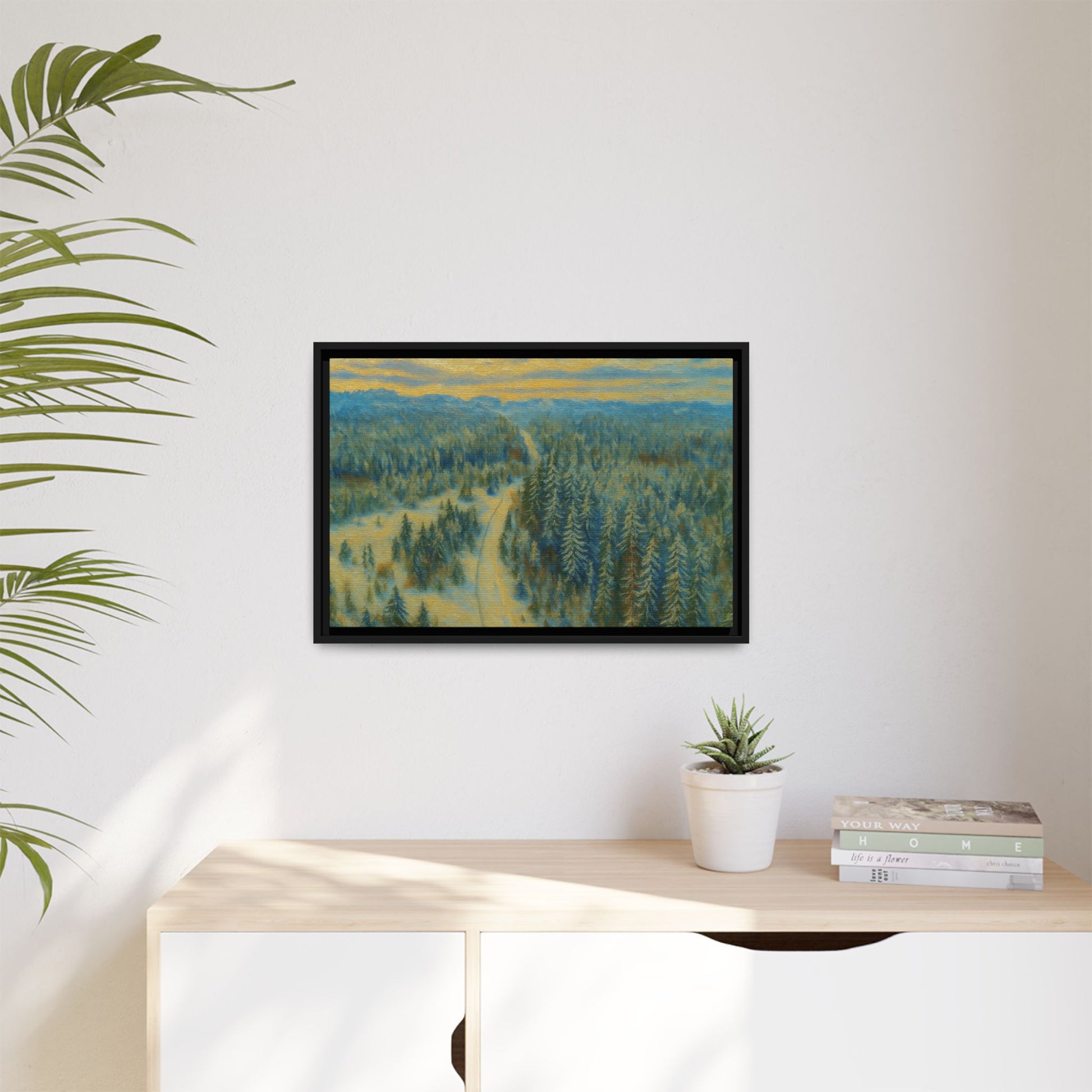 Framed Matte Canvas Art Print, Tranquil Forest Landscape, Home Decor for Nature Lovers, Wall Art for Living Room, Gift for Art Enthusiasts - TRV