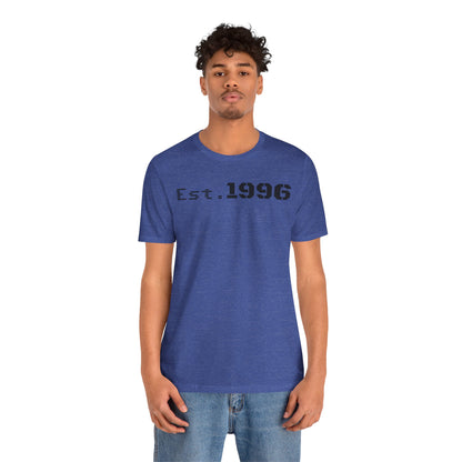 Unisex Jersey Tee - 'Est. 1996' Graphic Shirt, Birthday Gift, Casual Wear, Vintage Style, Retro Fashion, Gift for Him/Her - TRV