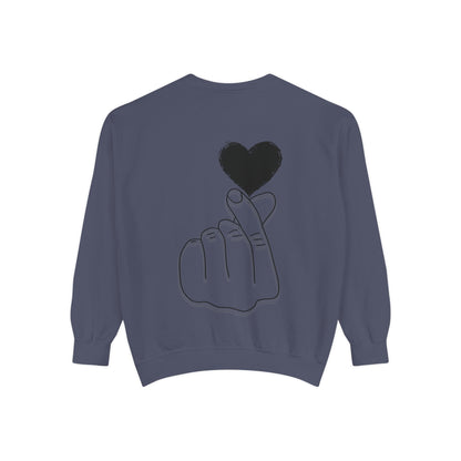 Unisex Garment-Dyed Sweatshirt with Heart Design - Cozy & Stylish