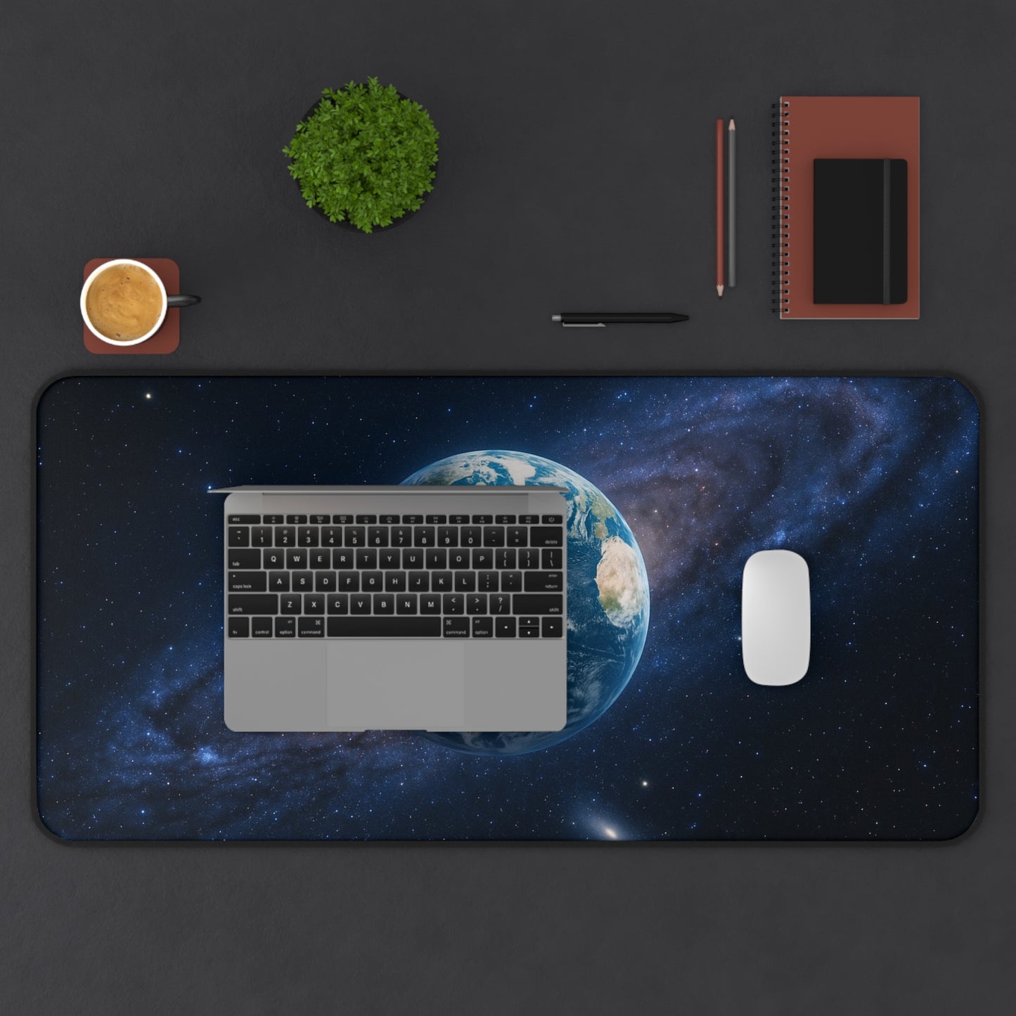 Earth in Galaxy Desk Mat | Space Planet Mousepad - TRV