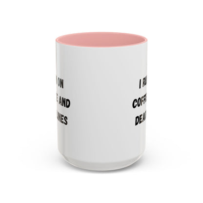 I Run on Coffee and Deadlines Mug, Motivational Coffee Cup, Office Mug, Gift for Writers, Caffeine Lover's Mug, Funny Coffee Cup